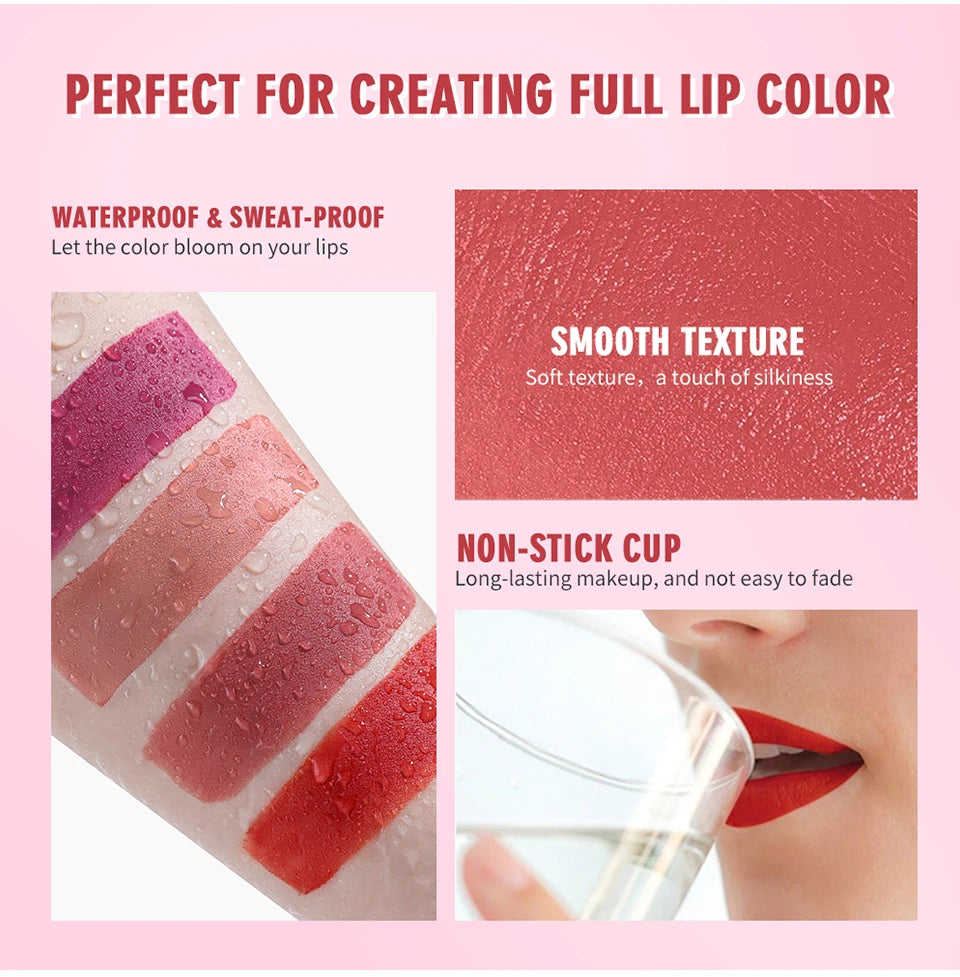 Set de 4 Labiales Mate Larga Duración – Resistente al Agua
