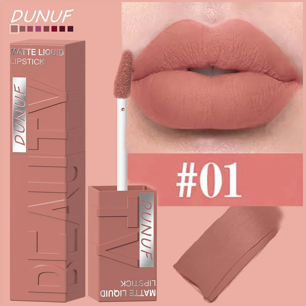 Labial Líquido Mate DUNUF 8 Colores.