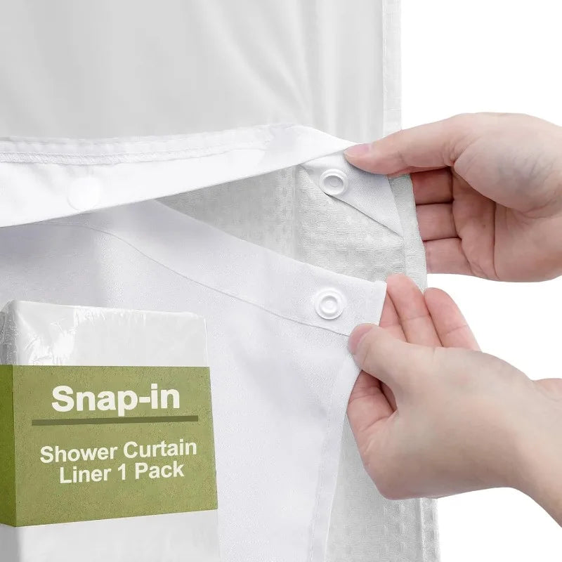 Cortina de Baño Doble Capa Waffle Impermeable – Sin Ganchos, 183x190cm
