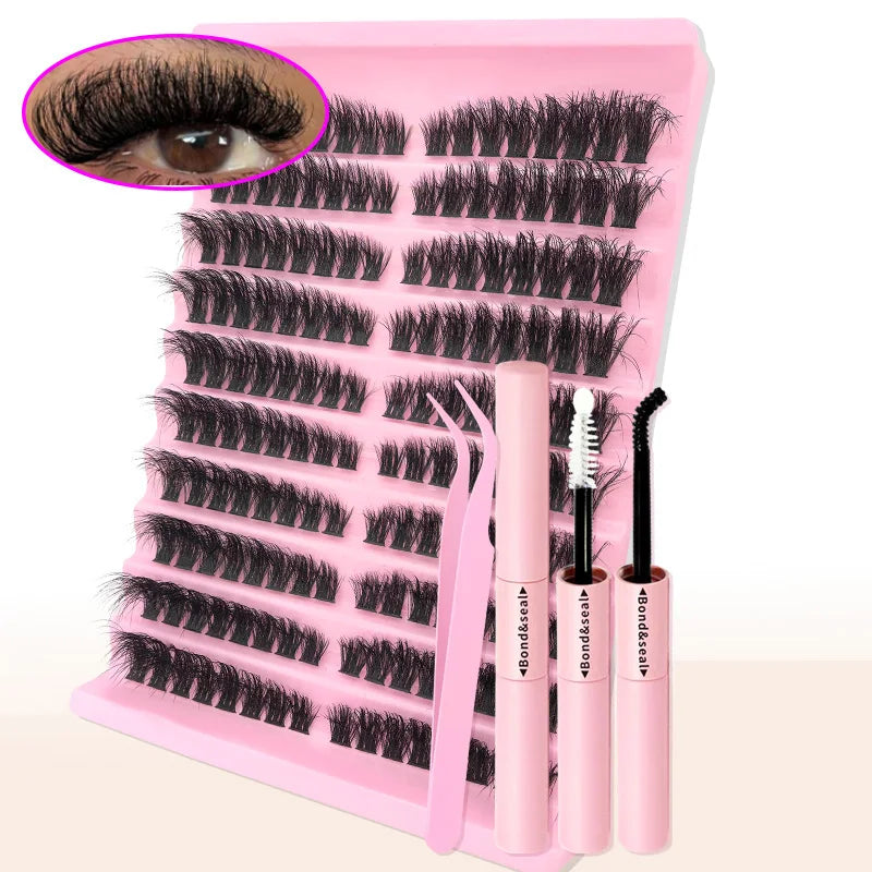 Kit de Pestañas DIY Profesional – Extensión de Pestañas Individuales en Racimo, Mirada Intensa y Natural al Instante, Fácil de Aplicar Tú Misma en Casa Sin Salón, Incluye Pegamento de Larga Duración, Sellador, Pinzas de Precisión y Removedor