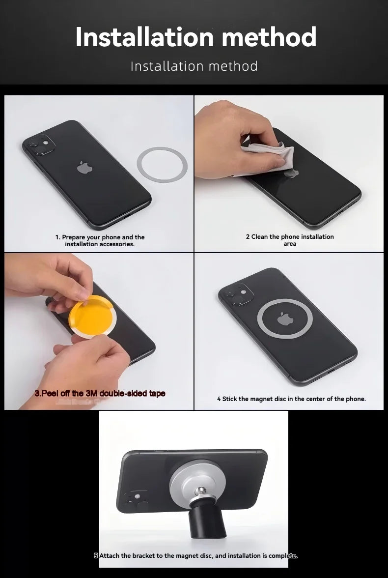 Car Mount Vacuum Magnetic Holder Foldable Strong Suction Stand For Cell Phone For phone with Magnetic sheet and Live Streaming
