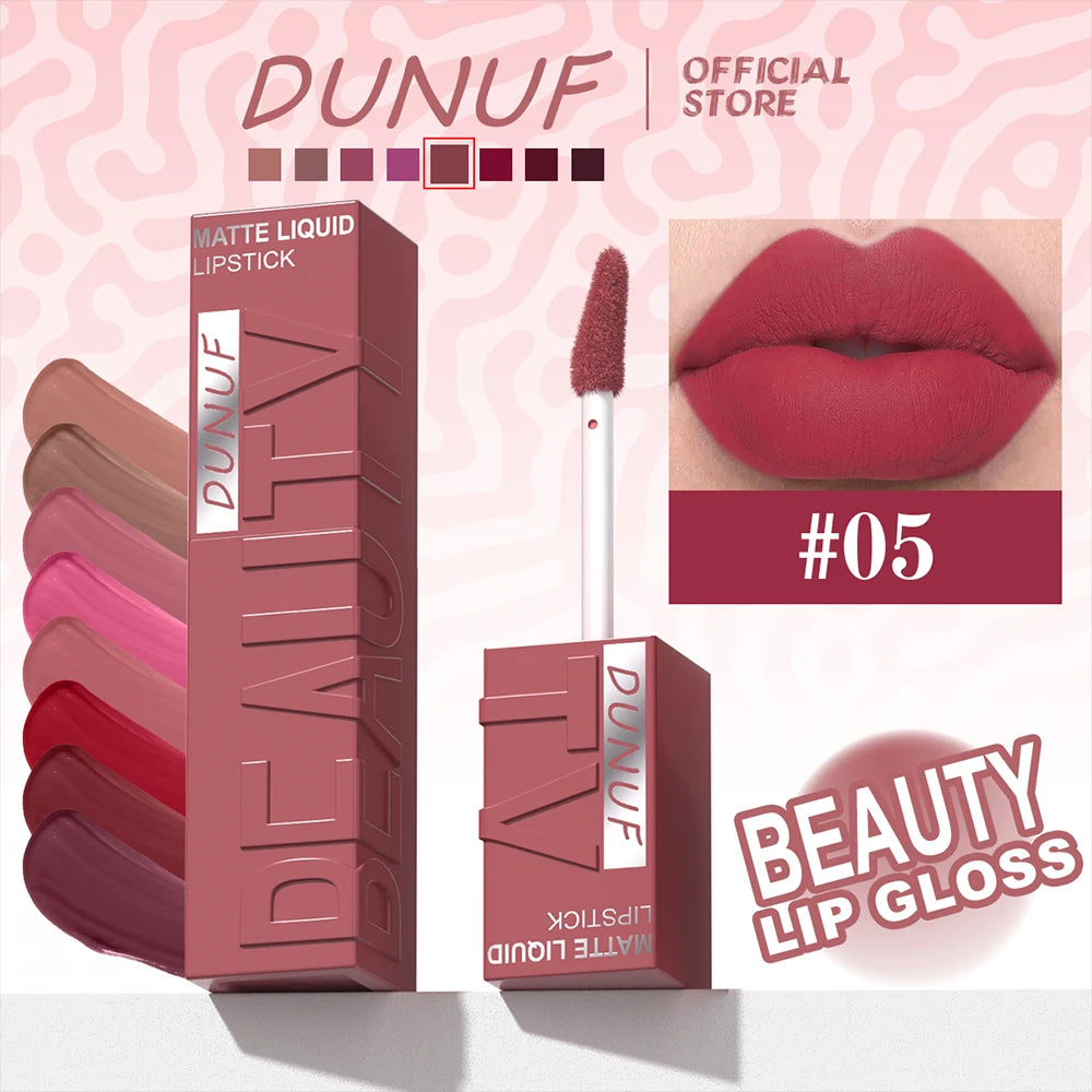 Labial Líquido Mate DUNUF 8 Colores.