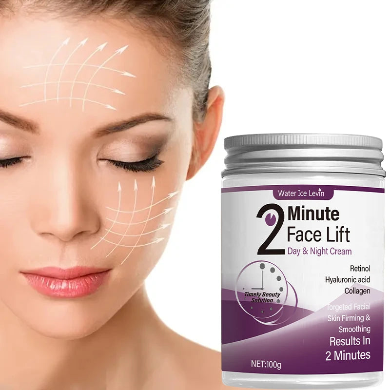 Crema Facial Efecto Lifting 2 Minutos con Retinol, Ácido Hialurónico y Colágeno – Día y Noche