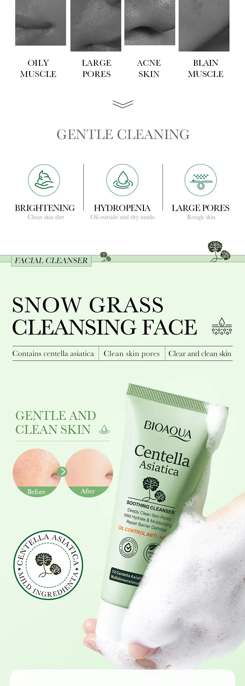 Limpiador Facial Centella Asiática – Espuma Calmante Anti-Inflamatoria