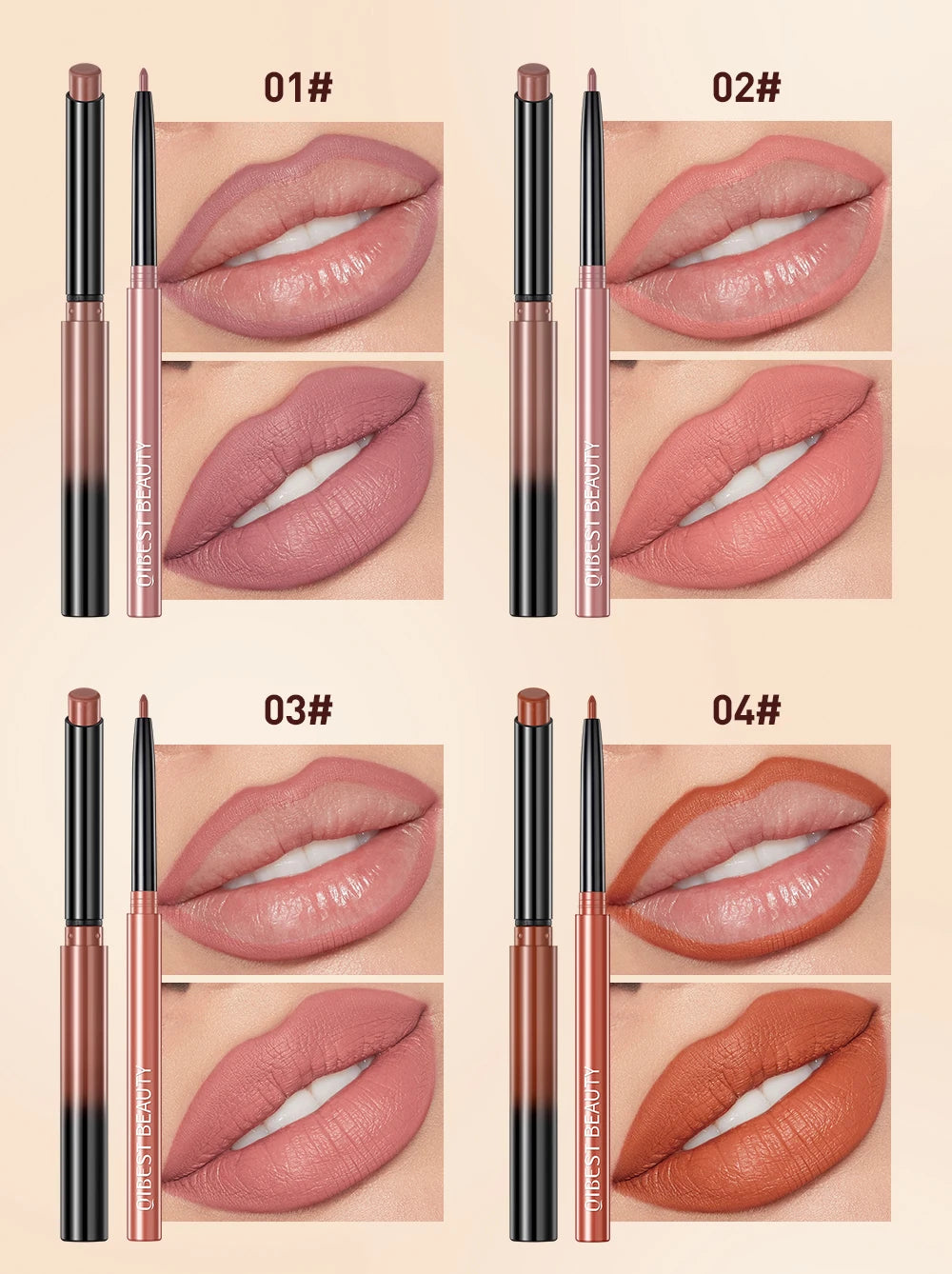 Set Lipliner + Labial Mate Nude QIBEST.