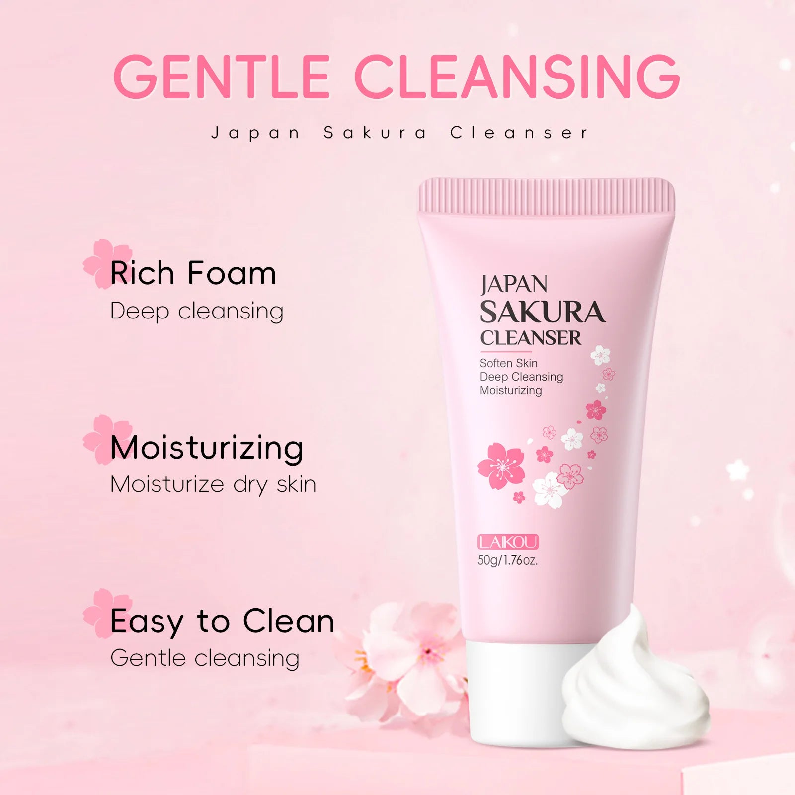 Limpiador Facial Sakura – Espuma Purificante con Flor de Cerezo 50g