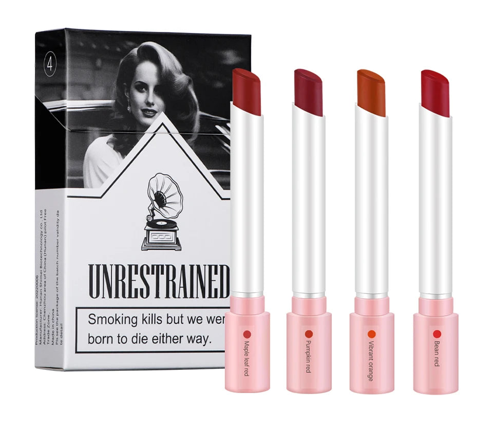 Set de 4 Labiales Mate Larga Duración – Resistente al Agua