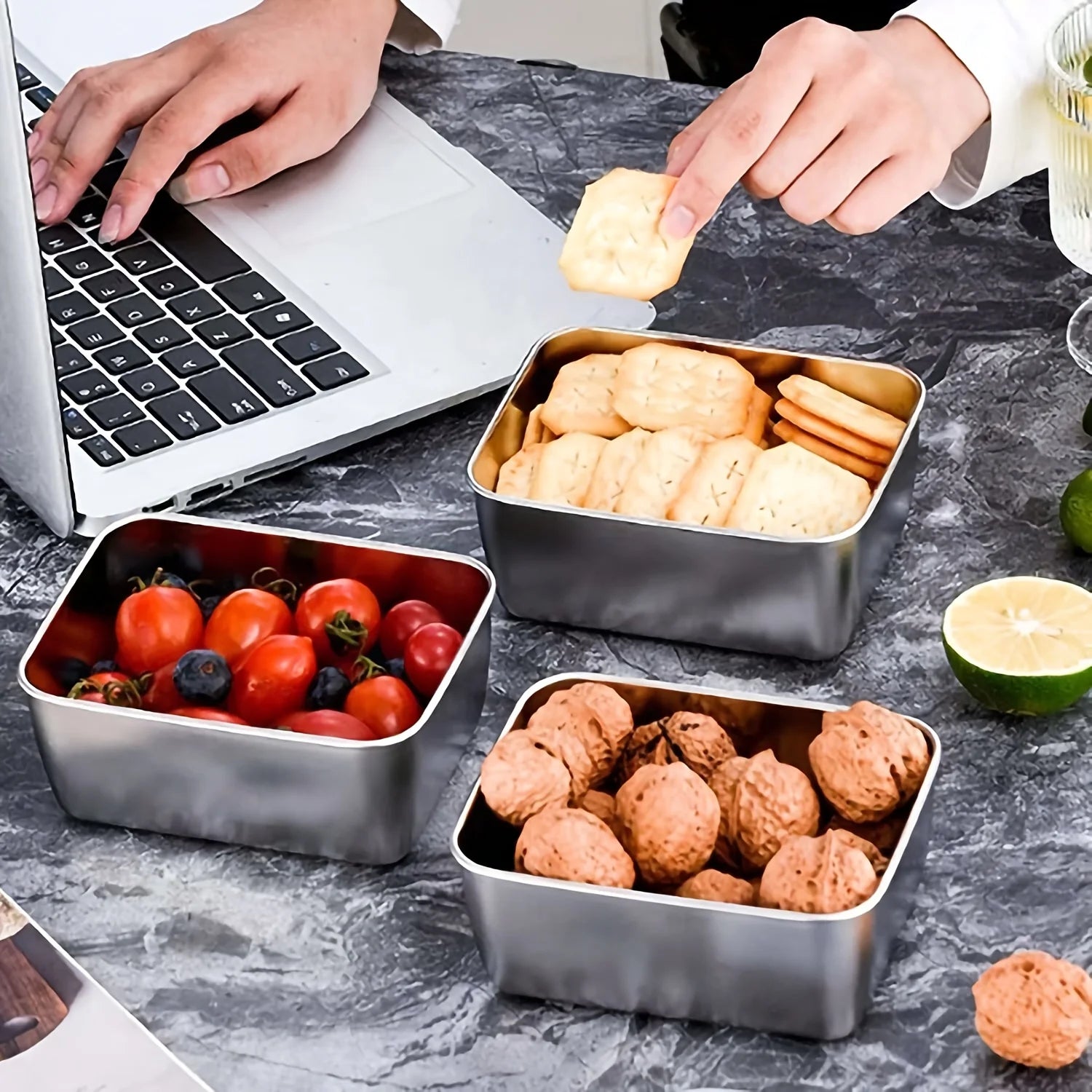 Contenedores de Acero Inoxidable Aptos para Horno – Set de 3 piezas 🥗🔥