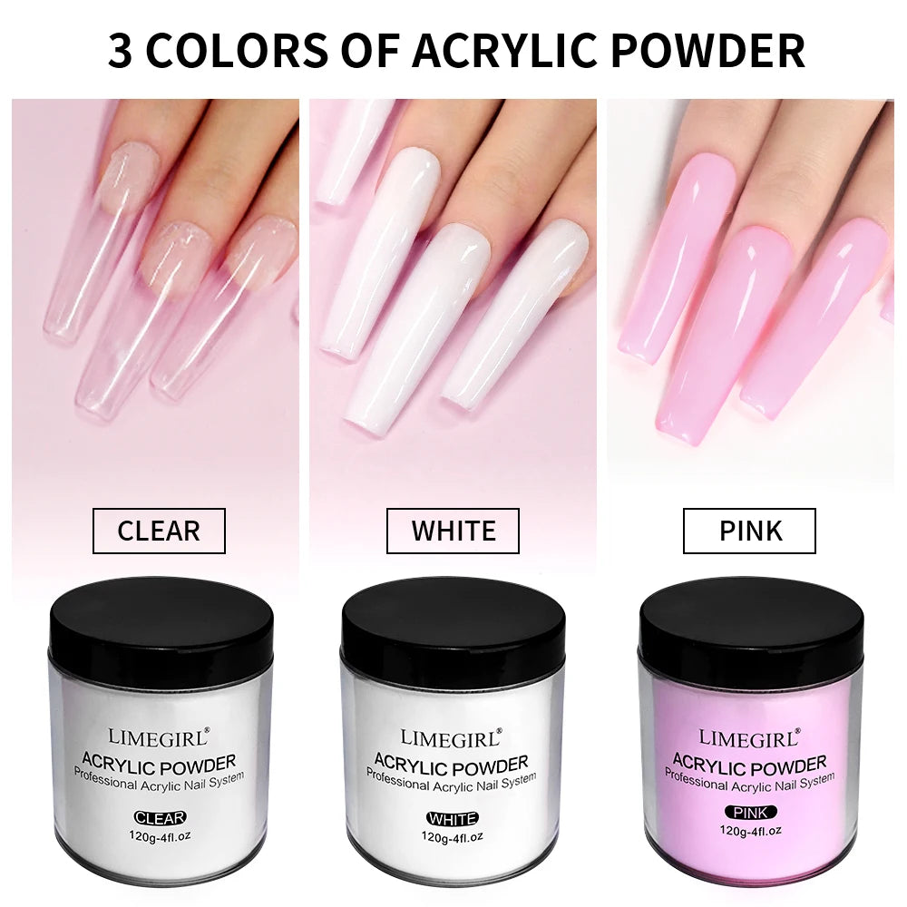 Polvo Acrílico 3 Colores – Kit para Extensión de Uñas