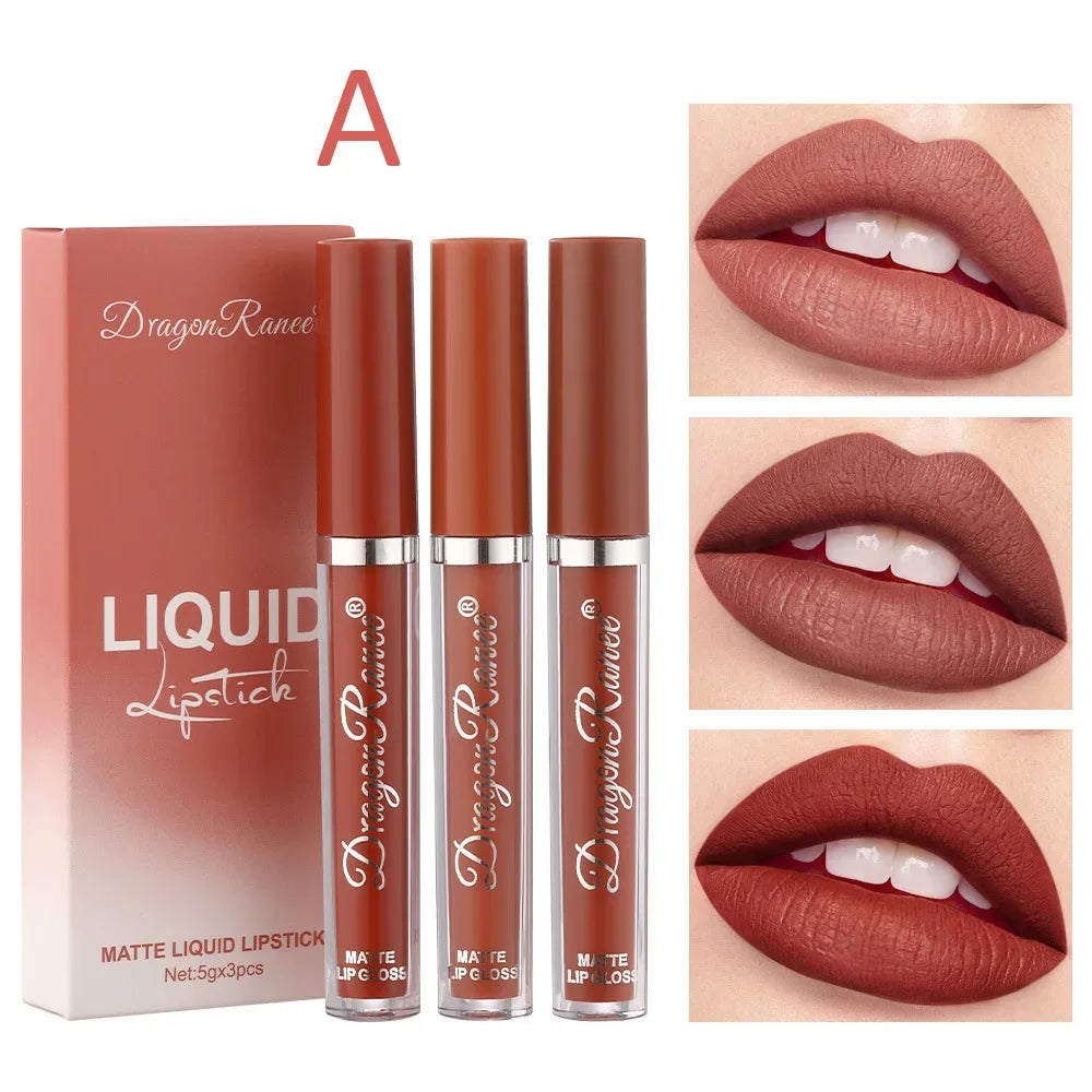 💄 Velvet Kiss – Set de 3 Labiales Líquidos Mate ✨