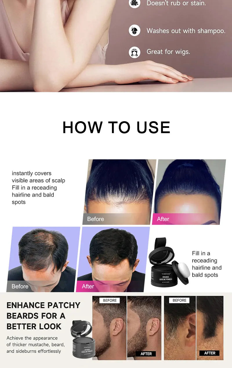 Polvo Cubre Raíces 14 Colores – Efecto Instantáneo Resistente al Agua
