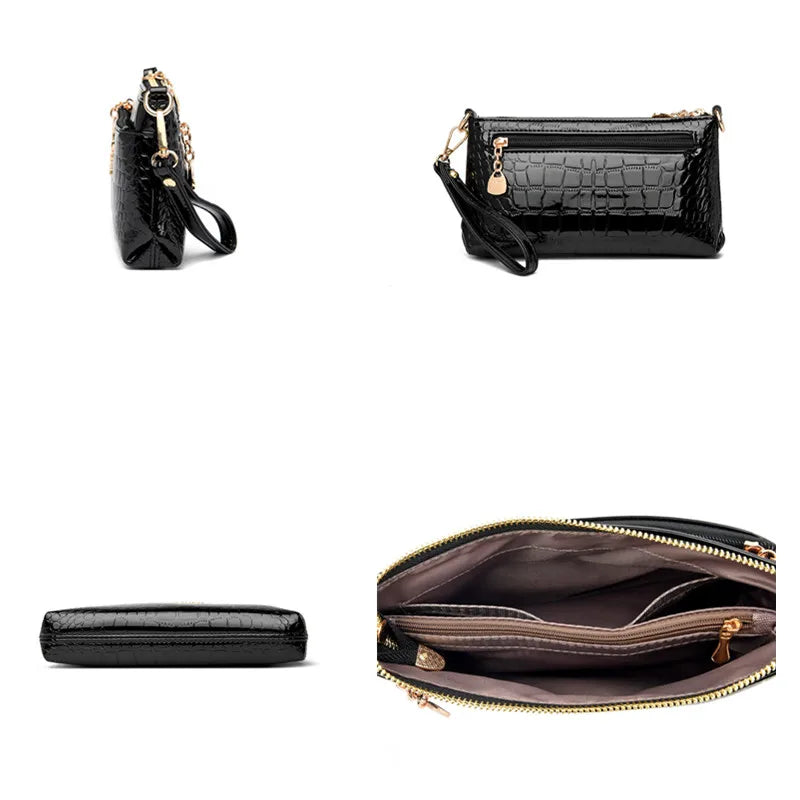 Bolso Crossbody Piel Croco Elegante