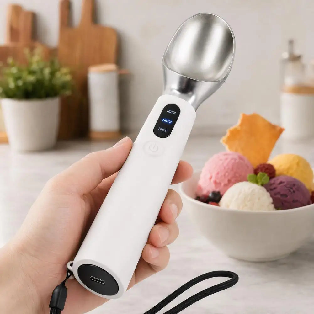 Cuchara de Helado Eléctrica Recargable con Pantalla LED