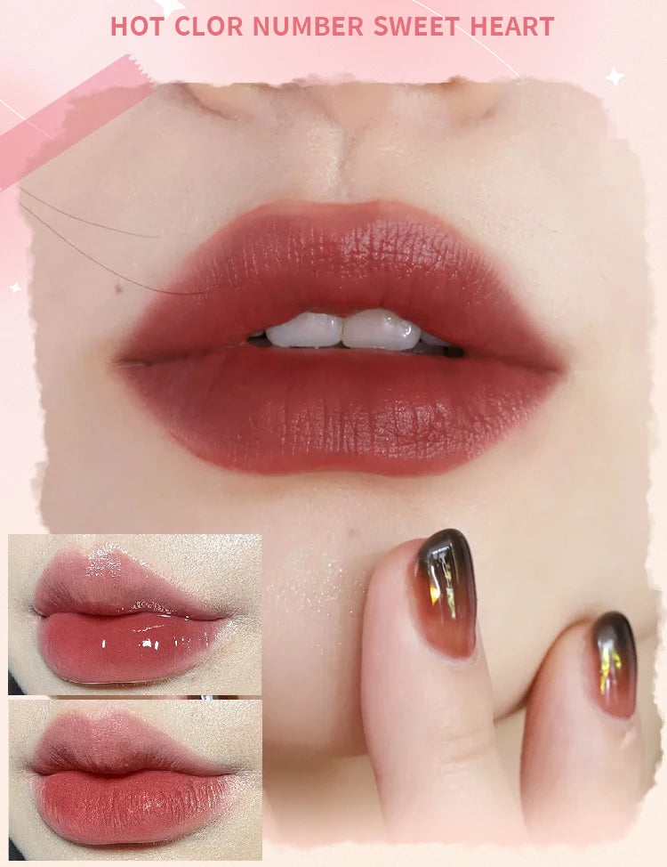 Lip Glaze Doble Efecto – Brillo Espejo y Acabado Mate Aterciopelado, Larga Duración