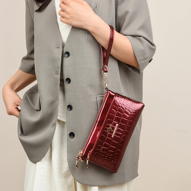 Bolso Crossbody Piel Croco Elegante