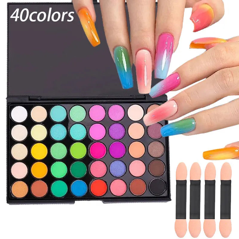 Paleta de Pigmentos 40 Colores – Efecto Degradado para Uñas