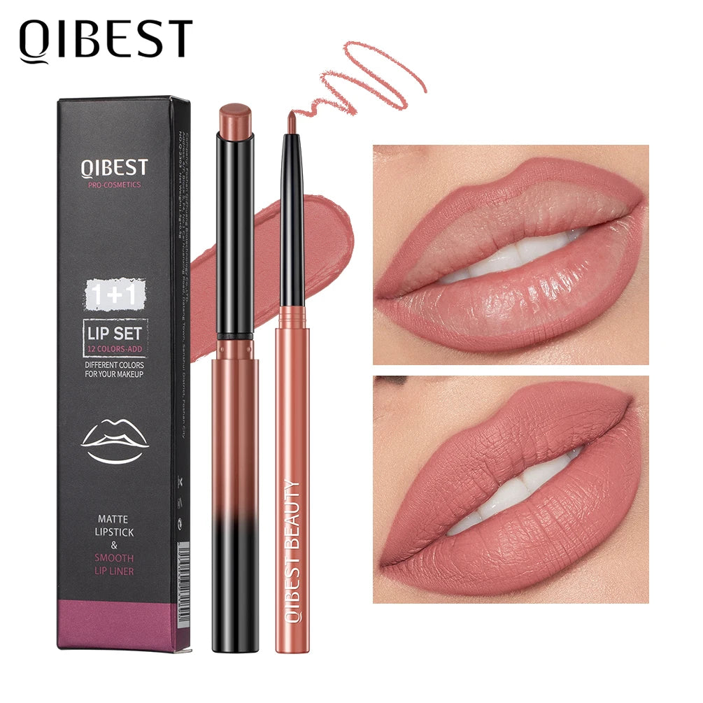 Set Lipliner + Labial Mate Nude QIBEST.
