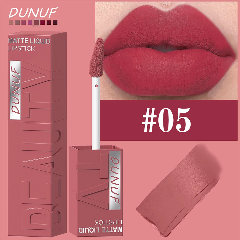 Labial Líquido Mate DUNUF 8 Colores.