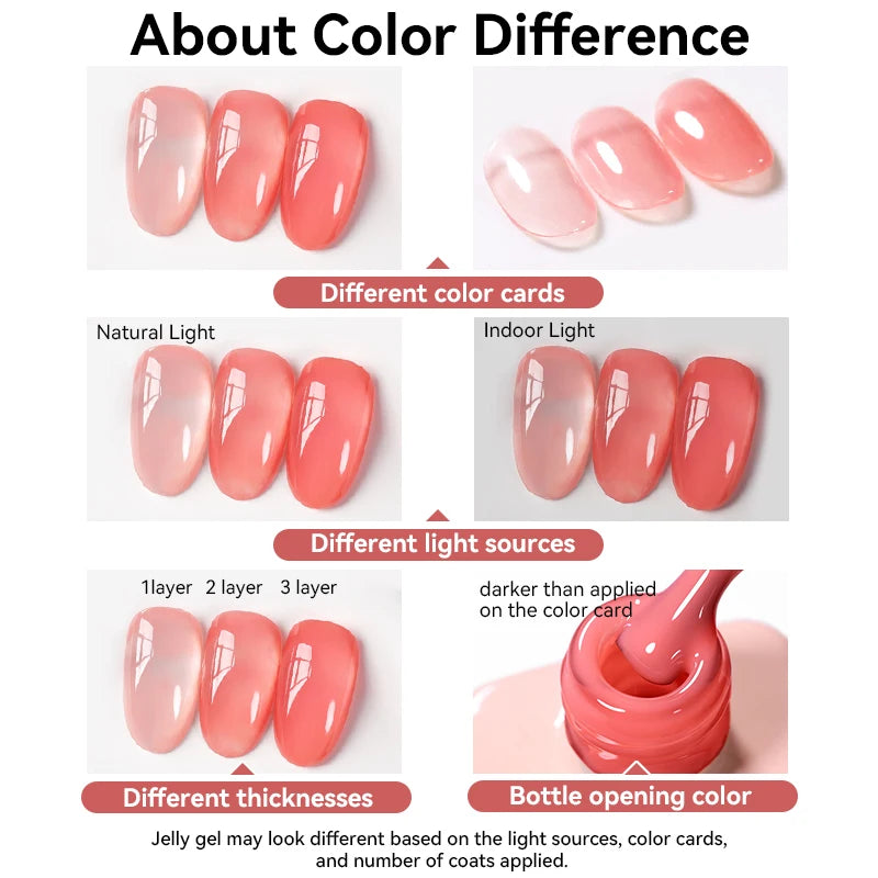 Esmalte Gel Semipermanente Jelly Nude — Set de Colores Nude