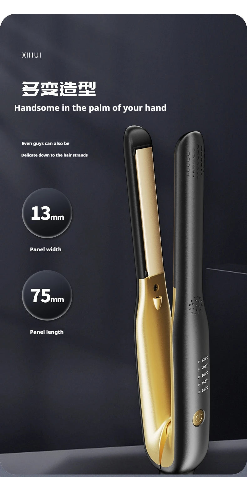 Plancha y Rizador 2 en 1 Mini – Cerámica de Calentamiento Rápido 140-220°C, Portátil para Cabello Corto