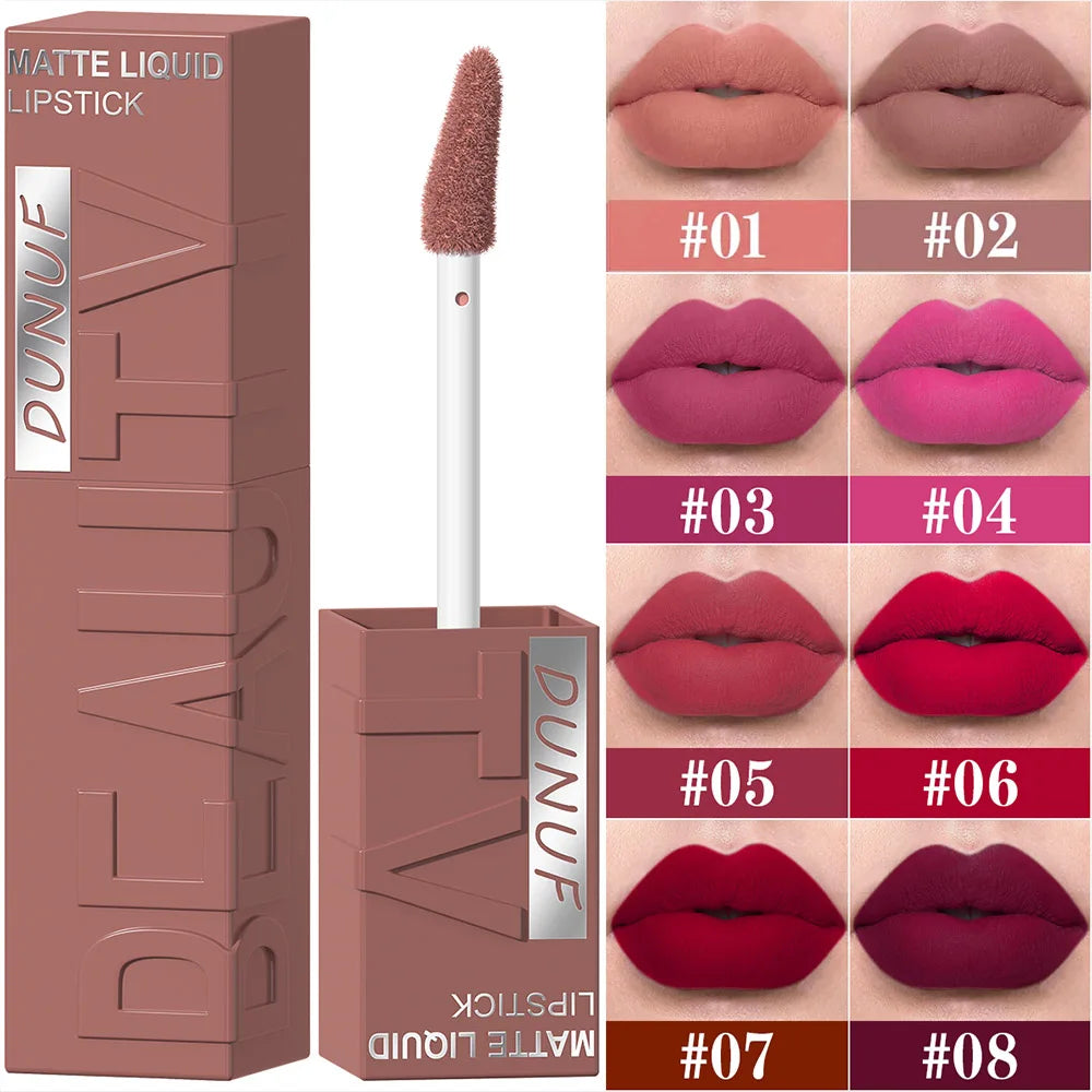Labial Líquido Mate DUNUF 8 Colores.