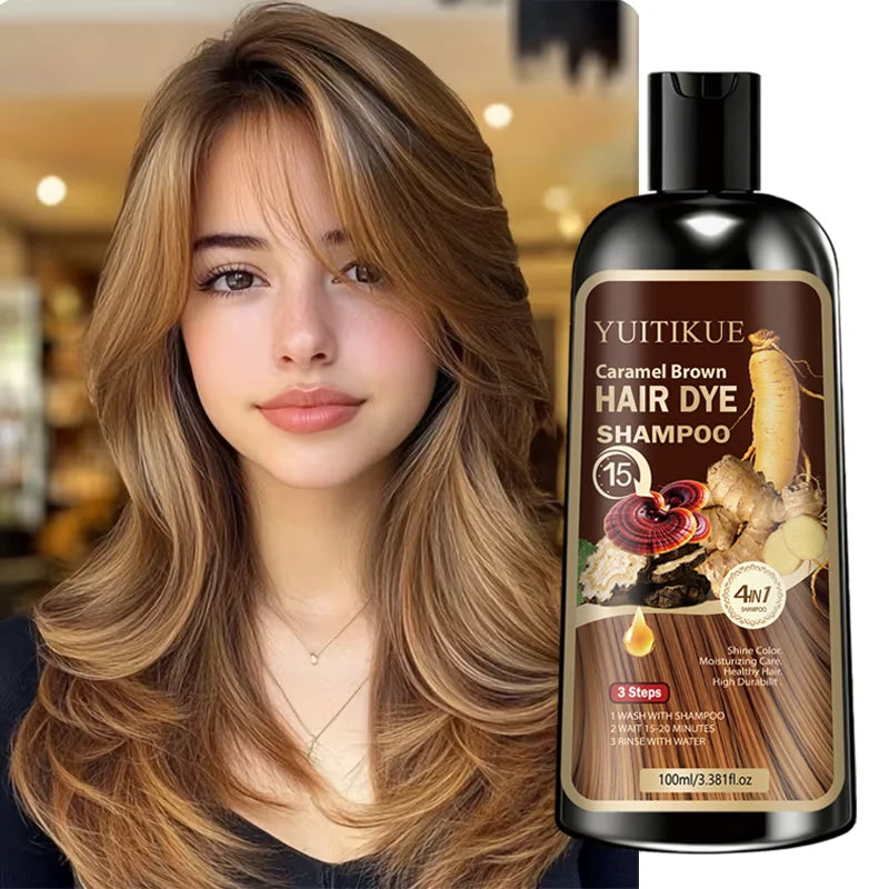 "Shampoo Tinte Caramelo 4en1 - Color y Nutrición Profunda