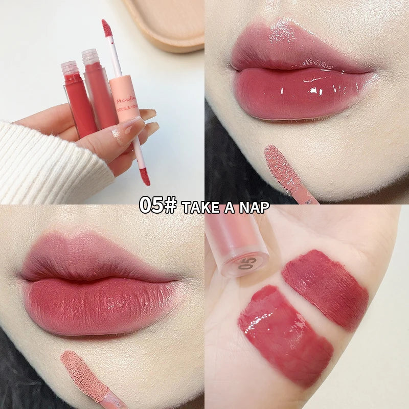 Labial Líquido Doble Efecto Glaze – Brillo Espejo y Mate Aterciopelado