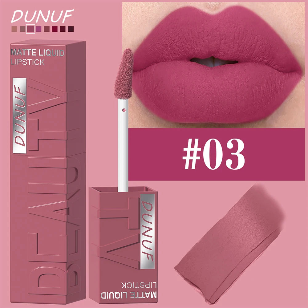 Labial Líquido Mate DUNUF 8 Colores.