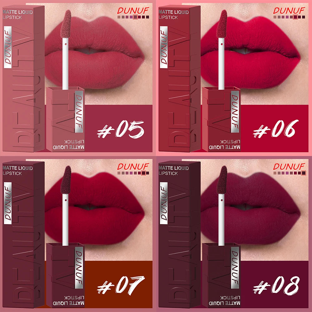 Labial Líquido Mate DUNUF 8 Colores.