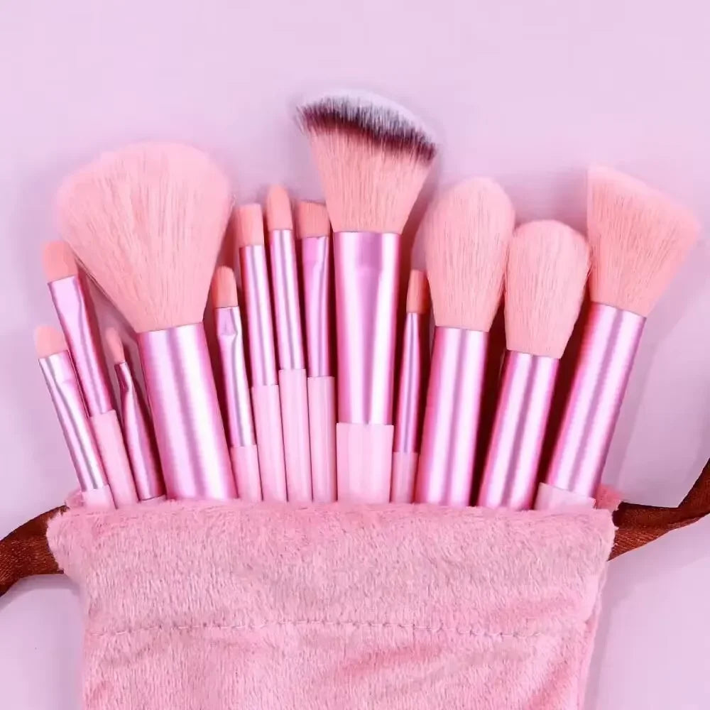 Set de 13 Brochas de Maquillaje Profesionales – Rostro, Ojos y Labios, Suaves y Antiderrame