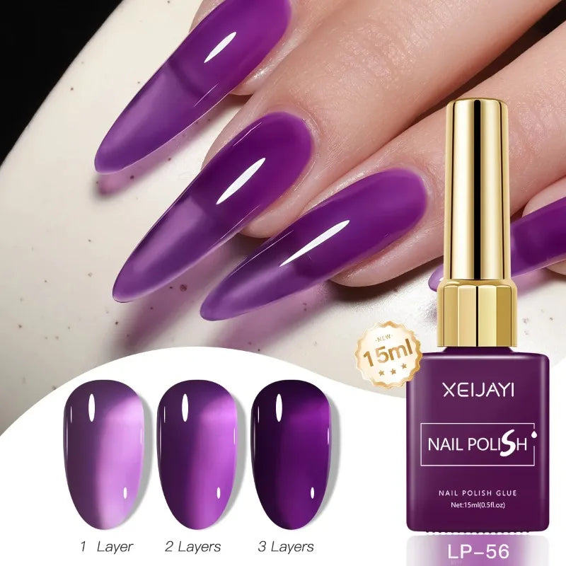 Esmalte Gel Semipermanente Multicolor – Efecto Hielo/Transparente.