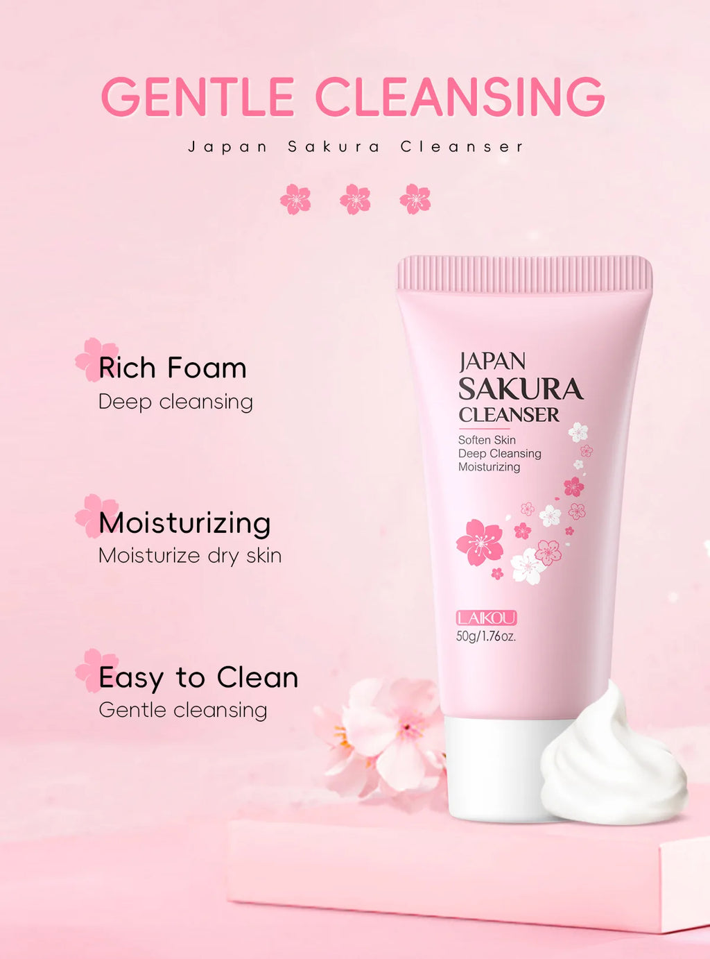 Limpiador Facial Sakura – Espuma Purificante con Flor de Cerezo 50g