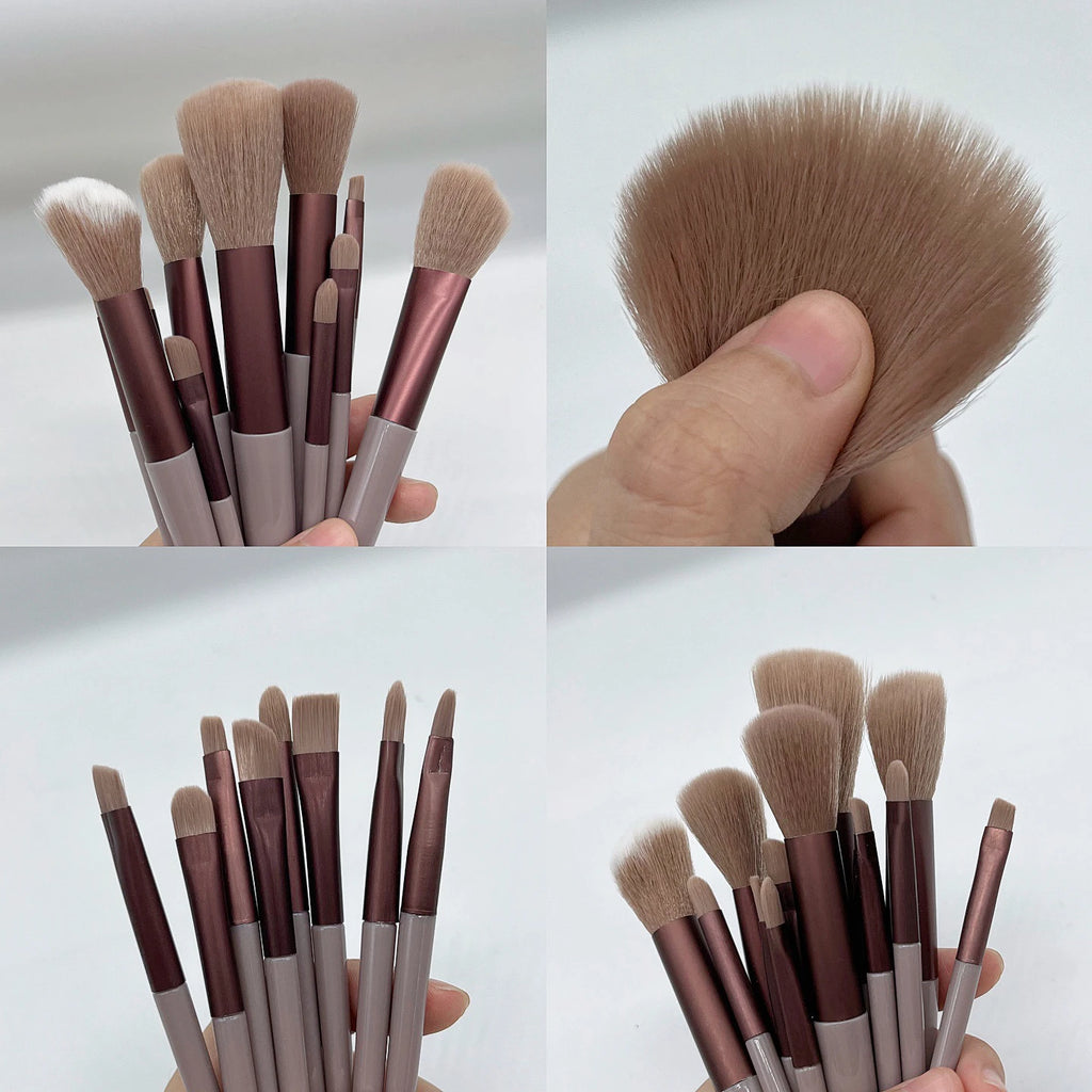 Set de 13 Brochas de Maquillaje Profesionales – Rostro, Ojos y Labios, Suaves y Antiderrame