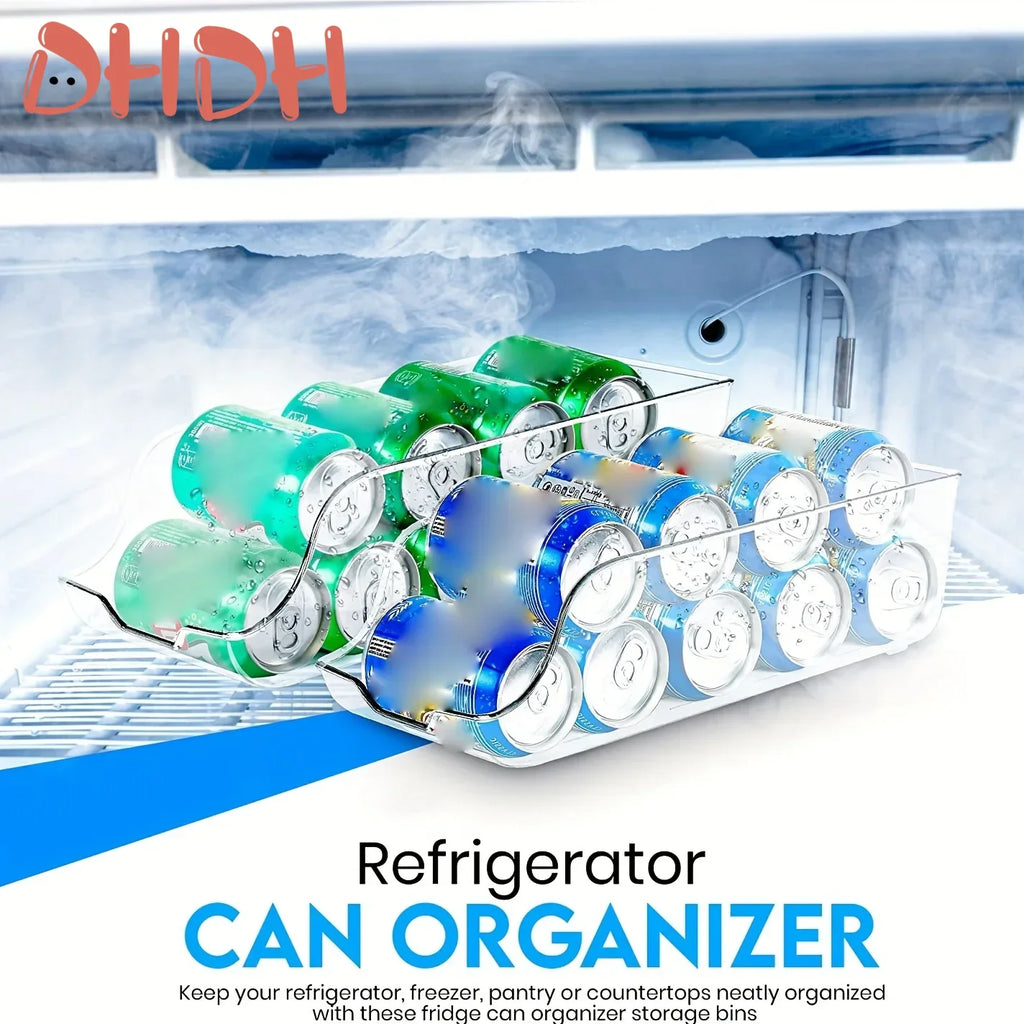Organizador de Latas para Refrigerador — Cesta Apilable para Bebidas y Despensa