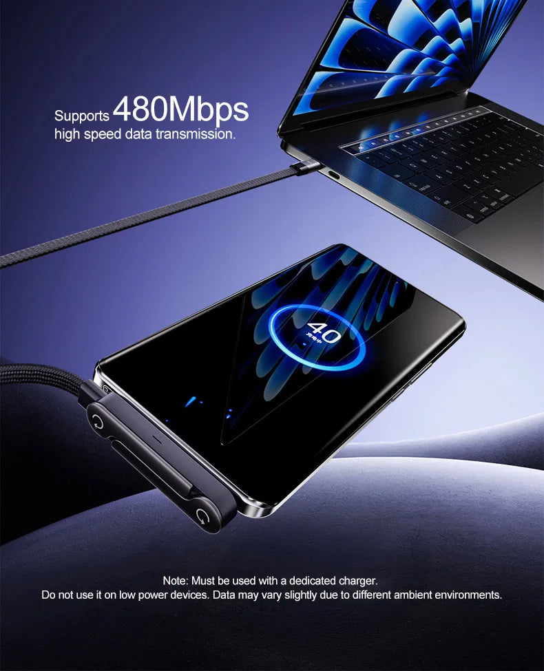 Soporte de Celular con Cable Cargador USB-C 240W, Ajustable 360