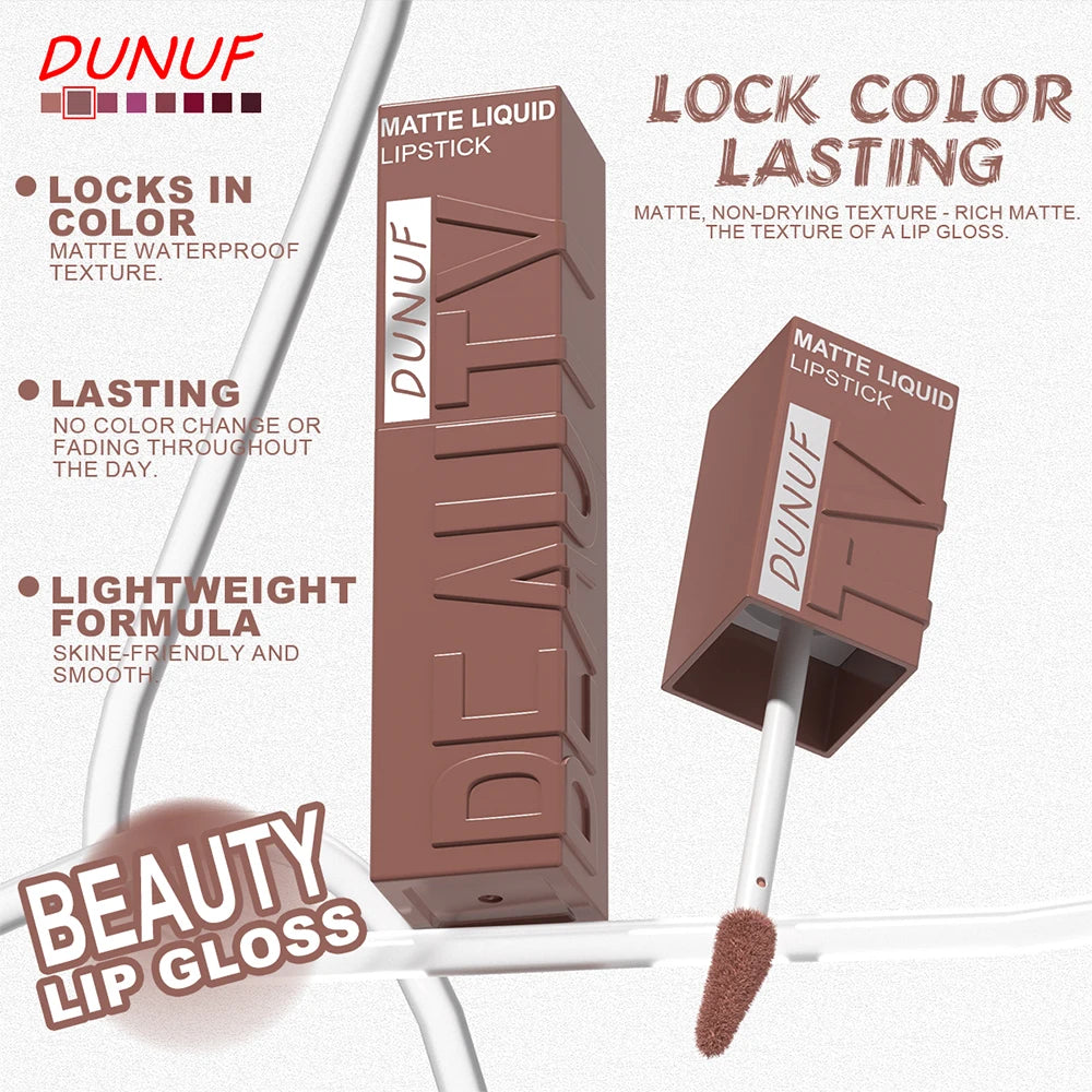 Labial Líquido Mate DUNUF 8 Colores.