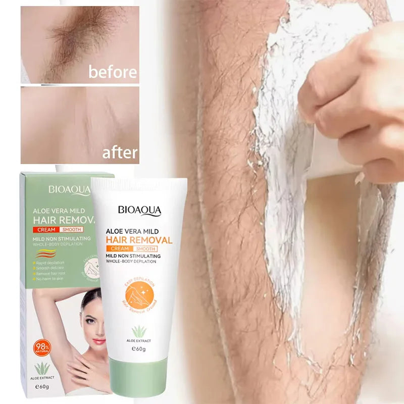 "Crema Depilatoria BIOAQUA Aloe Vera – Depilación Suave e Indolora"