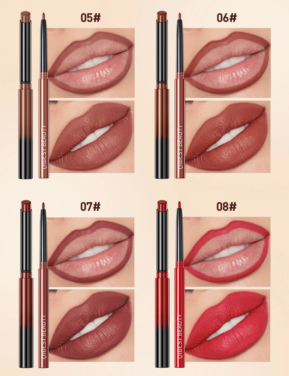 Set Lipliner + Labial Mate Nude QIBEST.