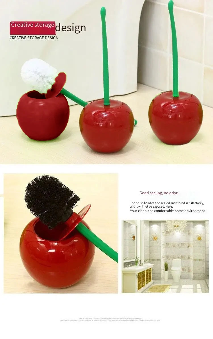 Cepillo para Baño Diseño Cereza — Soporte Decorativo para WC