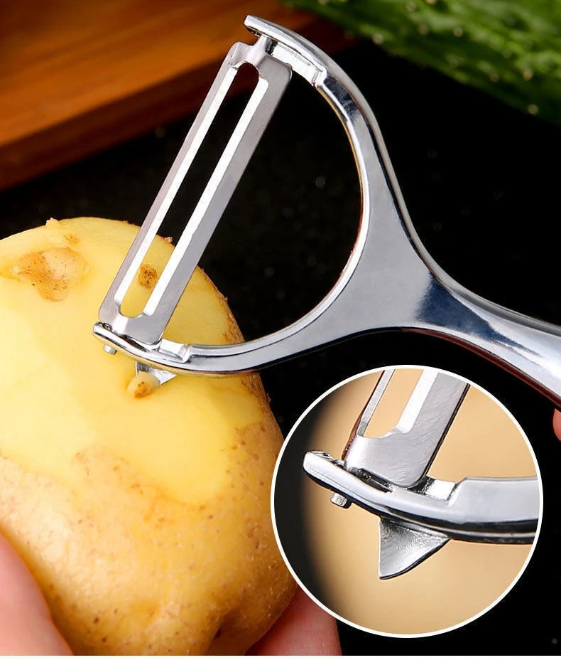 Pelador de Verduras de Acero Inoxidable — Multifuncional para Papa, Zanahoria y Frutas