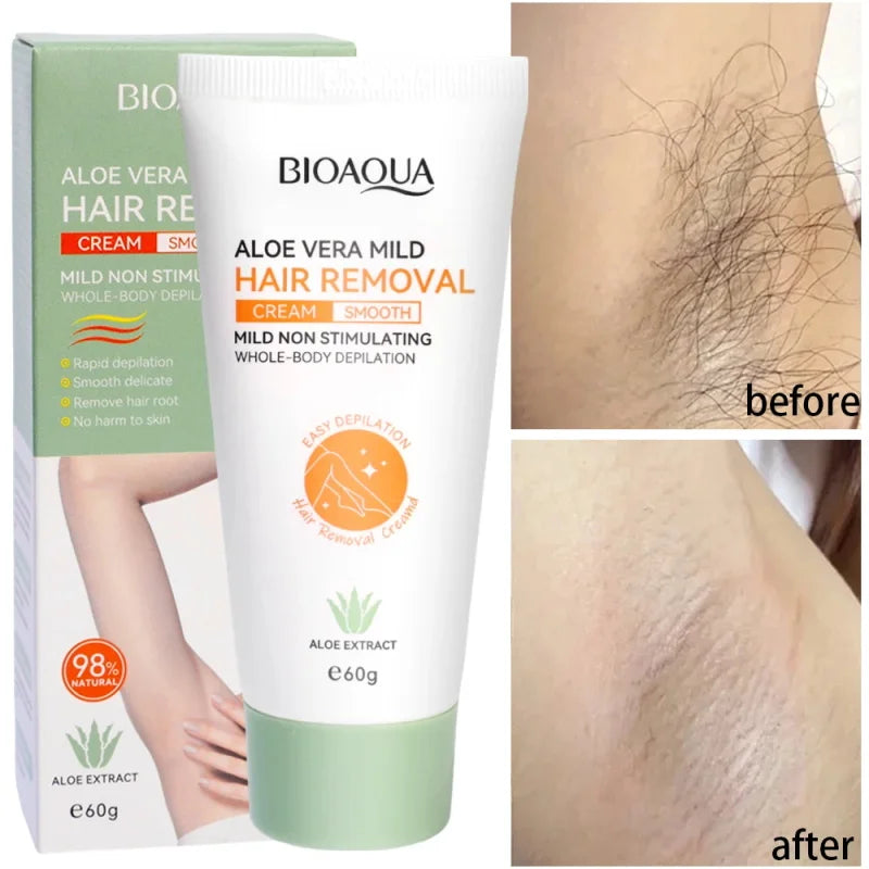 "Crema Depilatoria BIOAQUA Aloe Vera – Depilación Suave e Indolora"