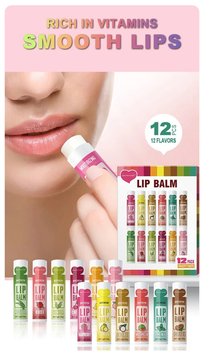 Set 12 pzs Bálsamos Labiales Frutales.