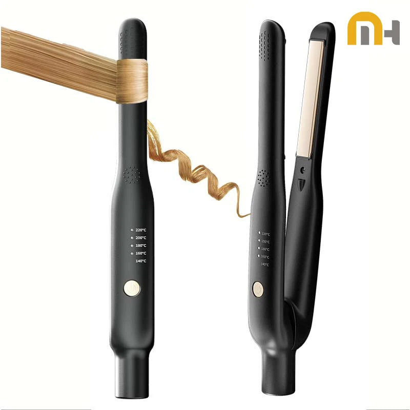 Plancha y Rizador 2 en 1 Mini – Cerámica de Calentamiento Rápido 140-220°C, Portátil para Cabello Corto