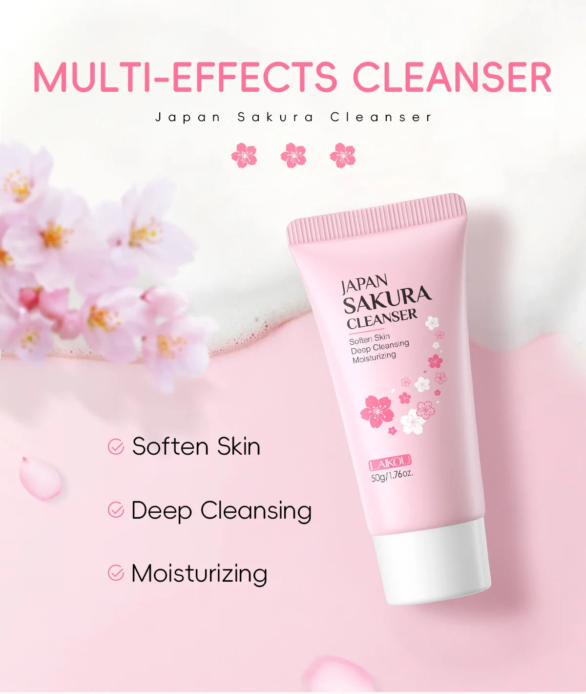 Limpiador Facial Sakura – Espuma Purificante con Flor de Cerezo 50g