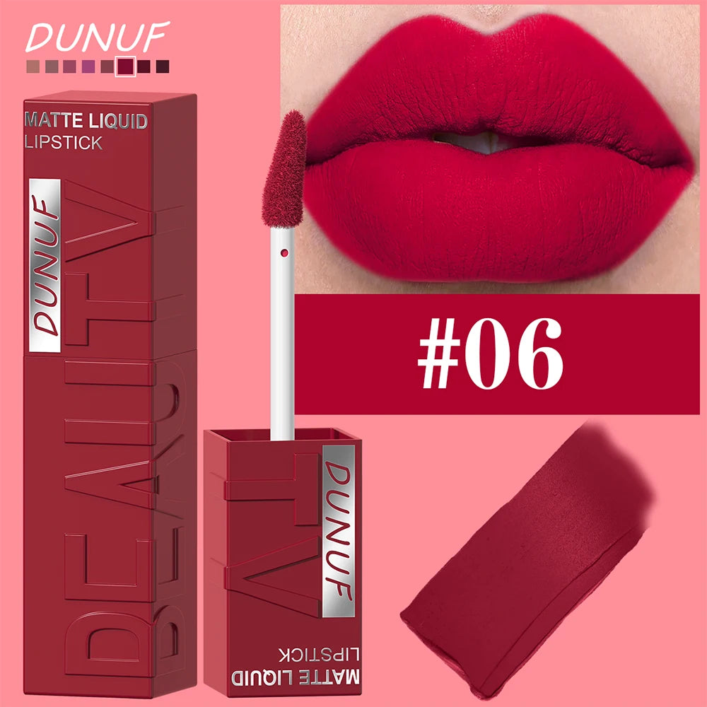 Labial Líquido Mate DUNUF 8 Colores.