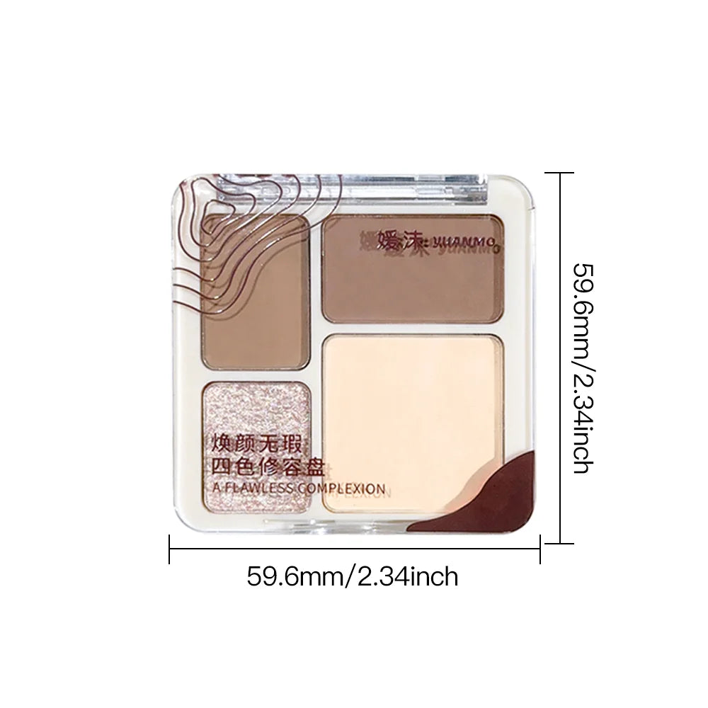 Paleta de Contorno Facial 3D en 4 Tonos – Iluminación y Definición Duradera