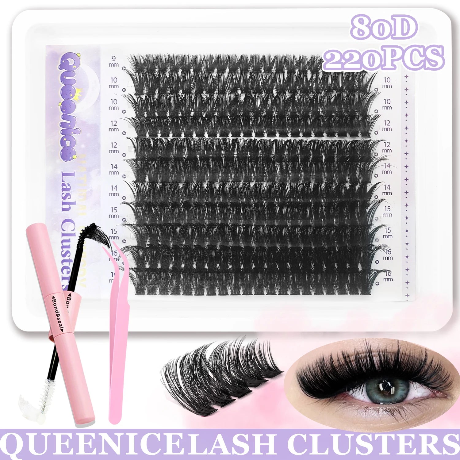 Kit de Pestañas DIY Profesional – Extensión de Pestañas Individuales en Racimo, Mirada Intensa y Natural al Instante, Fácil de Aplicar Tú Misma en Casa Sin Salón, Incluye Pegamento de Larga Duración, Sellador, Pinzas de Precisión y Removedor