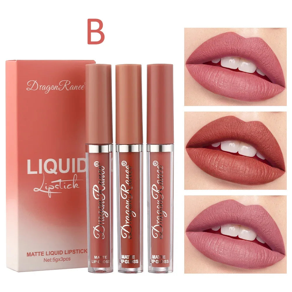 💄 Velvet Kiss – Set de 3 Labiales Líquidos Mate ✨