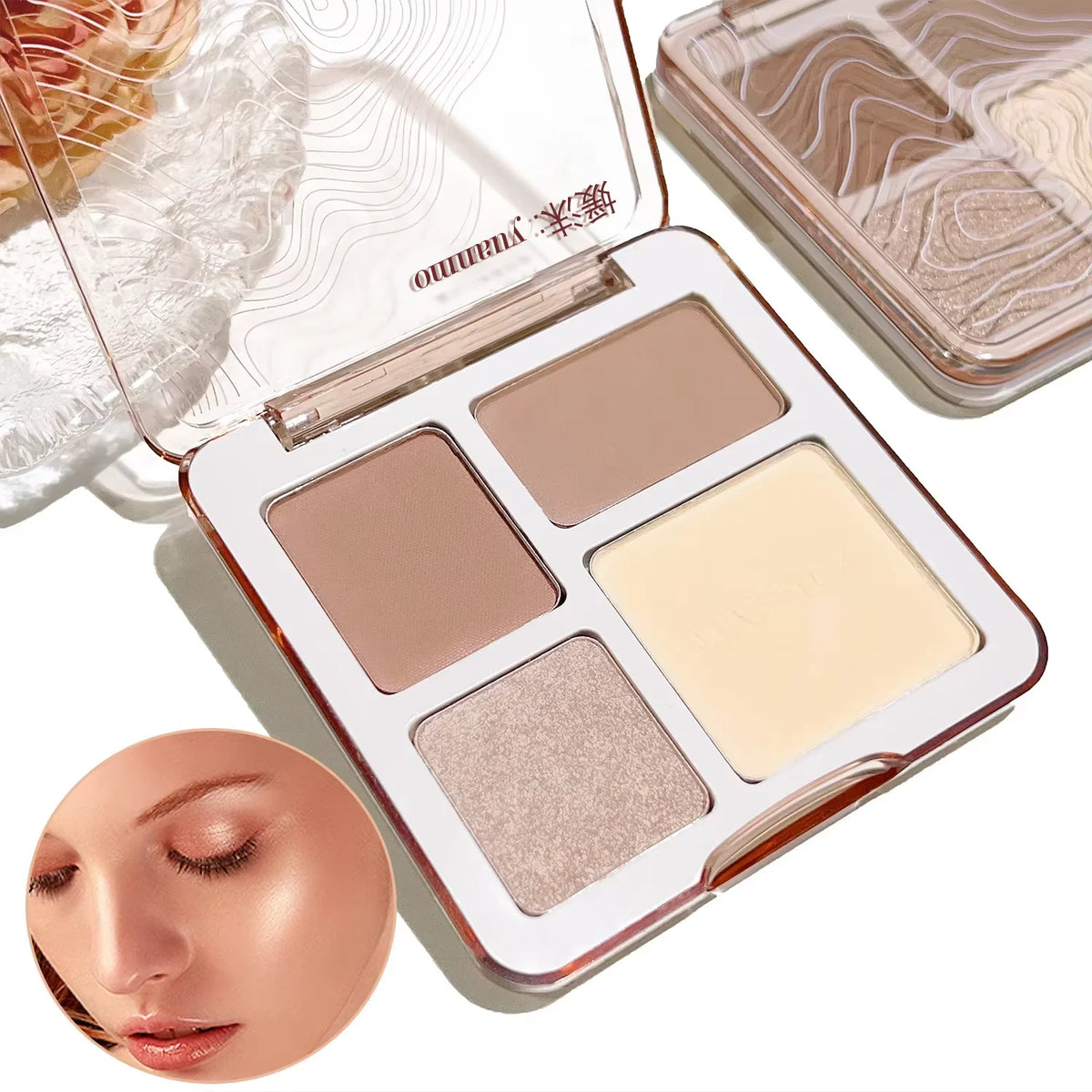 Paleta de Contorno Facial 3D en 4 Tonos – Iluminación y Definición Duradera