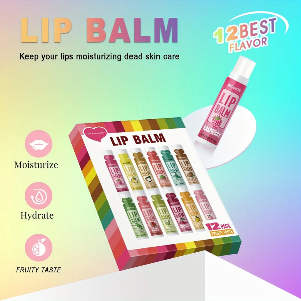 Set 12 pzs Bálsamos Labiales Frutales.